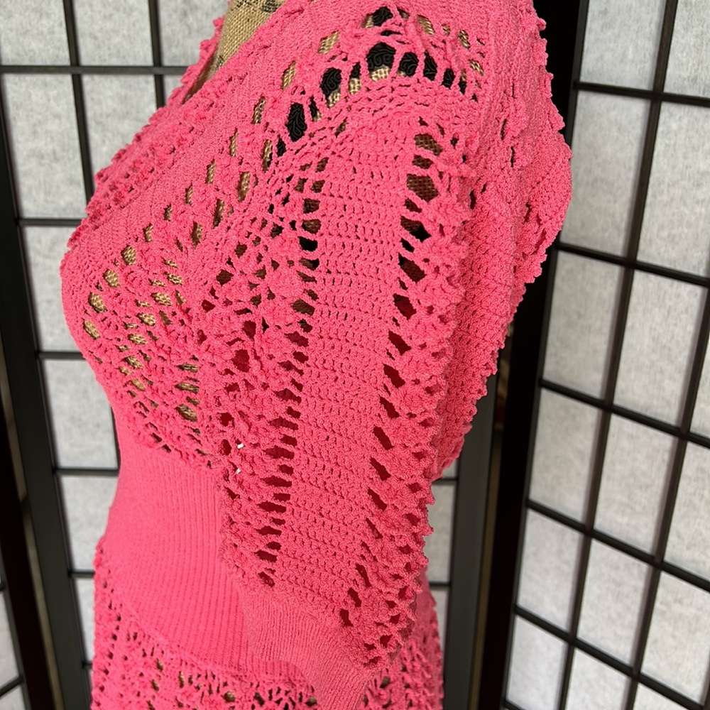 Michael Kors Collection Hot Pink Crochet Midi Dress - Picture 8 of 15